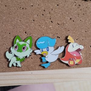 Sprigatito, Quacksly and Fuecoco Pins